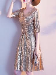 Rose gold bridesmaid dress wedding guest dress floor length dress modest dress maxi mkstyleboutique 5 out of 5 stars (104) $ 68.00. Knee Length Gold Sequin Dress Half Sleeve Sequin Gold Dress Wedding Guest Dress Bridesmaid Dresses