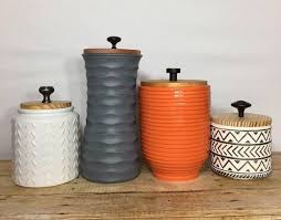 Check out these 15 ideas that can take your culinary image credit: Boho Scandinavian Modern Eclectic Southwestern Kitchen Canisters Textured Colorful Glass Ceramic Can Ceramic Canister Set Ceramic Canisters Boho Scandinavian