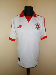Switzerland's flag is red and white and so is its football kit for the euro 2016 competition! Switzerland Away Football Shirt 2002 2004