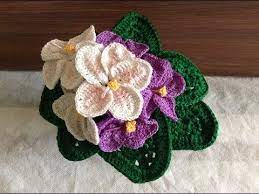Crochet African Voilet Flower Crochet Saintpaulia Flower Youtube Crochet Puff Flower Crochet African Flowers Crochet Flower Patterns
