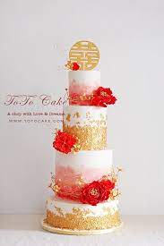 How to organize a perfectly infused oriental themed wedding? Chinese Wedding Cake Wedding Cake Chinese Wedding Cake Red Gold Wedding Cake