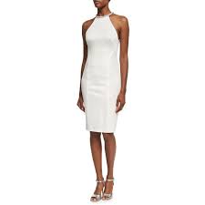 Galvan Embellished Collar Sleeveless Sheath Dress 965 Liked On Polyvore Featuring Dresse Sleeveless Sheath Dress White Cocktail Dress Ivory Cocktail Dress