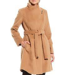 Camel wool & cashmere wrap coat. Michael Michael Kors Shawl Collar Asymmetric Wrap Belted Wool Blend Coat Dillard S Coats For Women Coat Coats Jackets Women