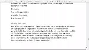 Maybe you would like to learn more about one of these? Fall 02a Appendizitis Dokumentation Arztbrief Demo Youtube