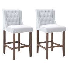 Homcom 40 Tufted Wingback Counter Height Armless Bar Stool Dining Chair Set Of 2 White Walmart Com Wingback Dining Chair Bar Stools Dining Chairs