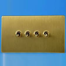 Check out our brass light switch selection for the very best in unique or custom, handmade pieces from our switchplates shops. Varilight 4 Gang 10a 1 Or 2 Way Dolly Toggle Light Switch Screwless Brushed Brass Finish Xdbt9s