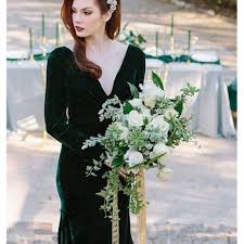 Long Sleeve Velvet V Neck Mermaid Backless Bridesmaid Dress Fc2049 Bridesmaids Long Sleeve Bridesmaid Dress Dark Green Bridesmaid Dress Green Wedding Dresses