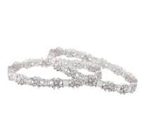 Estele Rhodium Plated CZ Gorgeous Flower Designer Bangles