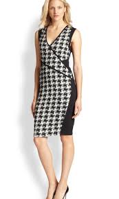 Dkny Houndstooth Surplice Dress Size 14 Black White Sleeveless Wool Blend 95 Dkny Sheathdress Partycocktail Surplice Dress Dresses Empire Waist Dress