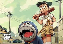 Wallpaper Upin Ipin Preman Doraemon