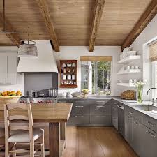 Amazing Kitchen With Exposed Wooden Ceilings And Beams Stainless Steel Cabinets And Ap Kitchens Without Upper Cabinets Modern Kitchen Mediterranean Home Decor