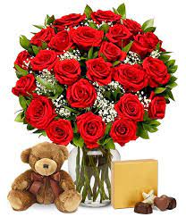 There are 13141 flowers candy gifts for sale on etsy, and they cost $26.52 on average. Two Dozen Red Roses With Chocolates Bear At From You Flowers
