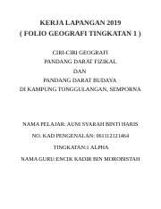 Sebelum mentafsir peta lakar, satu bahagian penting yang perlu pelajar huraikan adalah latar belakang ciri fizikal dan budaya kawasan kajian. Kerja Lapangan 2019 Kerja Lapangan 2019 Folio Geografi Tingkatan 1 Ciri Ciri Geografi Pandang Darat Fizikal Dan Pandang Darat Budaya Di Kampung Course Hero