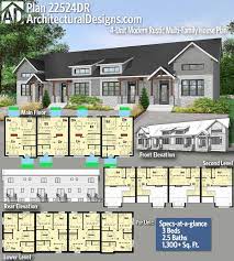 Plan 22524dr 4 Unit Modern Rustic Multi Family House Plan Family House Plans House Plans Rustic House Plans
