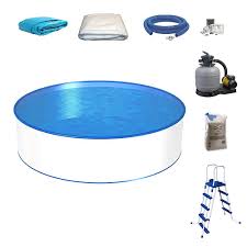 Medipool Pool Set O 350m Tiefe 120m Stahlmantel Innenfolie Mit Keilbiese 06mm Sandfilteranlage Mit 6 Wege Ventil Sicherheitsleiter Skimmer B Pool Folie Keile