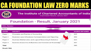 Ca foundation exam result for may/ july session will be released soon. Ca January21 Result Marksheet Ca Foundation Law Paper Zero Marks Youtube