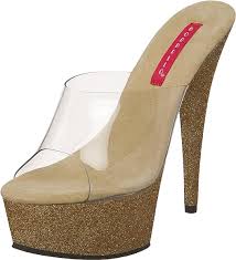 Pleaser Bordello Women's Vivian-23 Sandal,Clear Gold Mini Glitter,13 M US :  Amazon.co.uk: Fashion