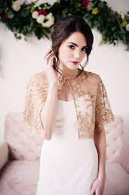 Golden Beaded Capelet Gold Capelet Bridal Cover Up Ready To Ship Free Shipping Bridal Capelet Bridal Cape Short Bridesmaid Dresses