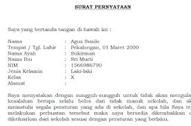 Surat pernyataan adalah surat yang di buat guna memberikan sesuatu pernyataan. Download Contoh Surat Pernyataan Tidak Melakukan Pelanggaran Siswa