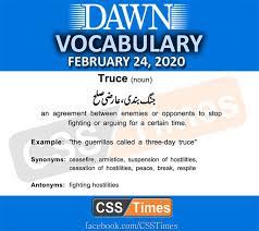 The cessation of the snowstorm was a relief. Daily Dawn News Vocabulary With Urdu Meaning 24 February 2020
