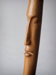 Head Iii Ooak Hand Carved Wood Statue Modern Wood By Elaarte 800 00 Walking Stick Idea Wood Carving Faces Wood Statues Hand Carved Walking Sticks
