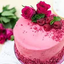Ein Traum In Pink Himbeertorte Mit Kokosboden Und Lemon Curd Backrezepte Blog Himbeertorte Gefriergetrocknete Himbeeren Himbeeren