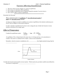 Factors Affecting Equilibrium