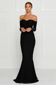 Alamour The Label Salma Black Off Shoulder Formal Gown Dress Black Tie Event Dresses Black Tie Dress Gala Dresses