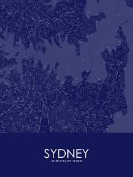 Sydney Australia Blue Map Print Allposters Com Blue Map Map Print Map Poster