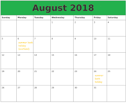 This calendar app is mainly for malaysian or people living in malaysia to know the possible long holiday for year 2018 so that they can plan for their trip earlier. August 2018 Calendar With Holidays Uk Printable Week Calendar