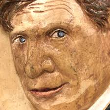 1939 Hand-painted Chalkware Portrait of Will Rogers by Artist August M