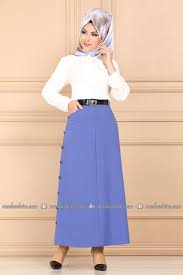 Modaselvim Etek Aksesuar Dugmeli Kemerli Etek Ukb5059 Mavi High Waisted Skirt Fashion Skirts