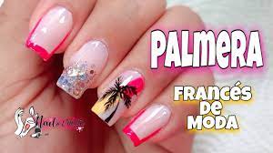 Unas decoradas primavera verano 2019. Diseno De Unas Palmera Unas Decoradas Para Vacaciones Unas De Verano Con French De Moda Youtube