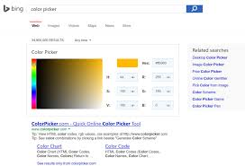 microsoft bing now offers color picker on search results