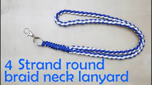 On the keyfobs i didn't want to finish the braids with bulky knots so i painted the ends with diluted white glue and then pressed the ends together as the glue dried. How To Make A 4 Strand Round Braid Neck Lanyard Youtube