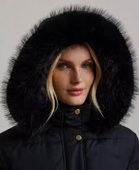 Ralph Lauren Women's Faux-Fur Hooded Puffer Coat Dk-Navy S