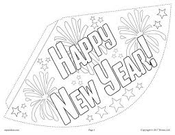 Printable 2018 New Year S Party Hat Activity Craft 3 Versions New Year Coloring Pages New Year S Eve Activities New Year Printables