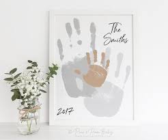 Handprint Family Portrait Art Gift For New Dad First Etsy In 2020 Handprint Art Family Art Fathers Day Crafts