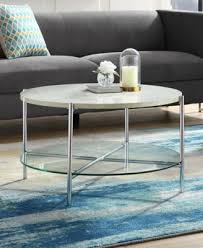Walker Edison 32 Inch Round Coffee Table In Faux Marble With Glass Shelf And Chrome Legs Reviews Furniture Macy S Round Coffee Table Modern Coffee Table Round Coffee Table