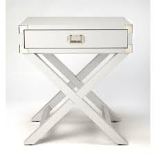 White Wood X Frame Side Accent Table Silver Hardware End Tables With Storage White Side Tables End Tables