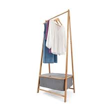 Find standalone closets in a variety of designs to cater to different needs. Bamboo Frame Garment Rack With Storage Basket Garment Racks Storage Baskets Living Room Storage