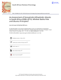 Pdf An Assessment Of Xenophobic Afrophobic Attacks In South Africa 2008 2015 Whither Batho Pele And Ubuntu Principles