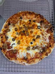 First Pizza Made From The Master Dough Recipe In The Pizza Bible Sausage Mushroom 48 Hour Rise With Degassing Halfway Through Cooked On A Ooni Propane Pizza Oven Pizza