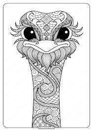 O for ostrich with fill color sample isolated on white background. Free Printable Ostrich Mandala Pdf Coloring Page
