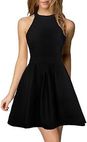 Berydress Women S Halter Neck Backless Black Dress Sleeveless A Line Nightclub Party Cockta Black Short Dress Black Cocktail Party Dress Cute Dresses For Party