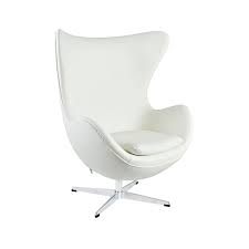 Two white leather egg chairs with matching foot stool. Leather Egg Chair Modern Classics Furnmod