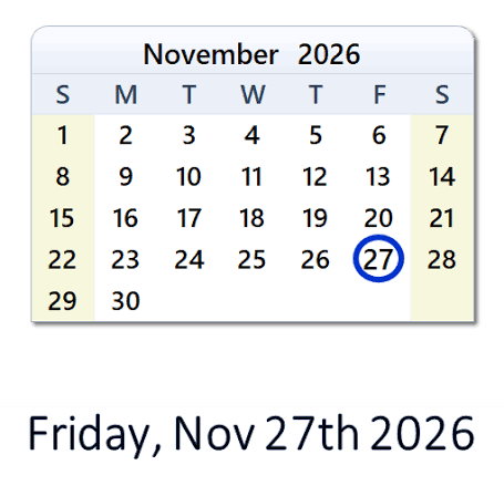 Nov 27, 2026: Holidays, Top Events, Sports & Countdown- Canada