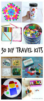 17 travel activity cards with different activities on each card. 30 Diy Portable Travel Kits For Entertaining Kids On The Go