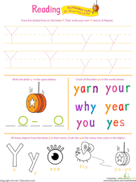 What's in a (letter) name? Get Ready For Reading All About The Letter Y Worksheet Education Com