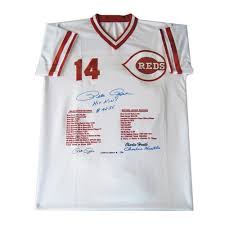 46 long and 33 across. Pete Rose Autographed Stats Jersey Number 79 Of 114 Cincinnati Reds Auctions